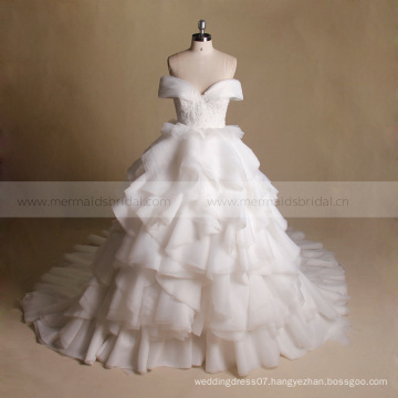 Afghan new design muslim white one wedding dress ruffle bridal